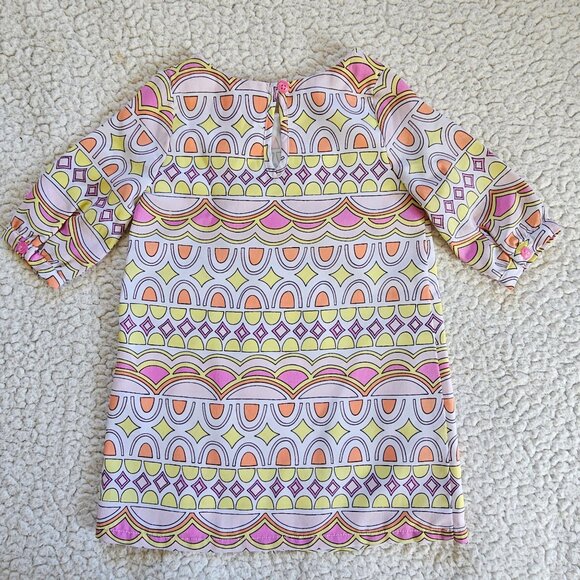 Genuine Kids OshKosh Girls 2T Multicolor Dress Geometric Pattern Pink Yellow - Picture 4 of 8
